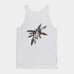 The Indian Warrior in Feather Hair Dress Tank Top